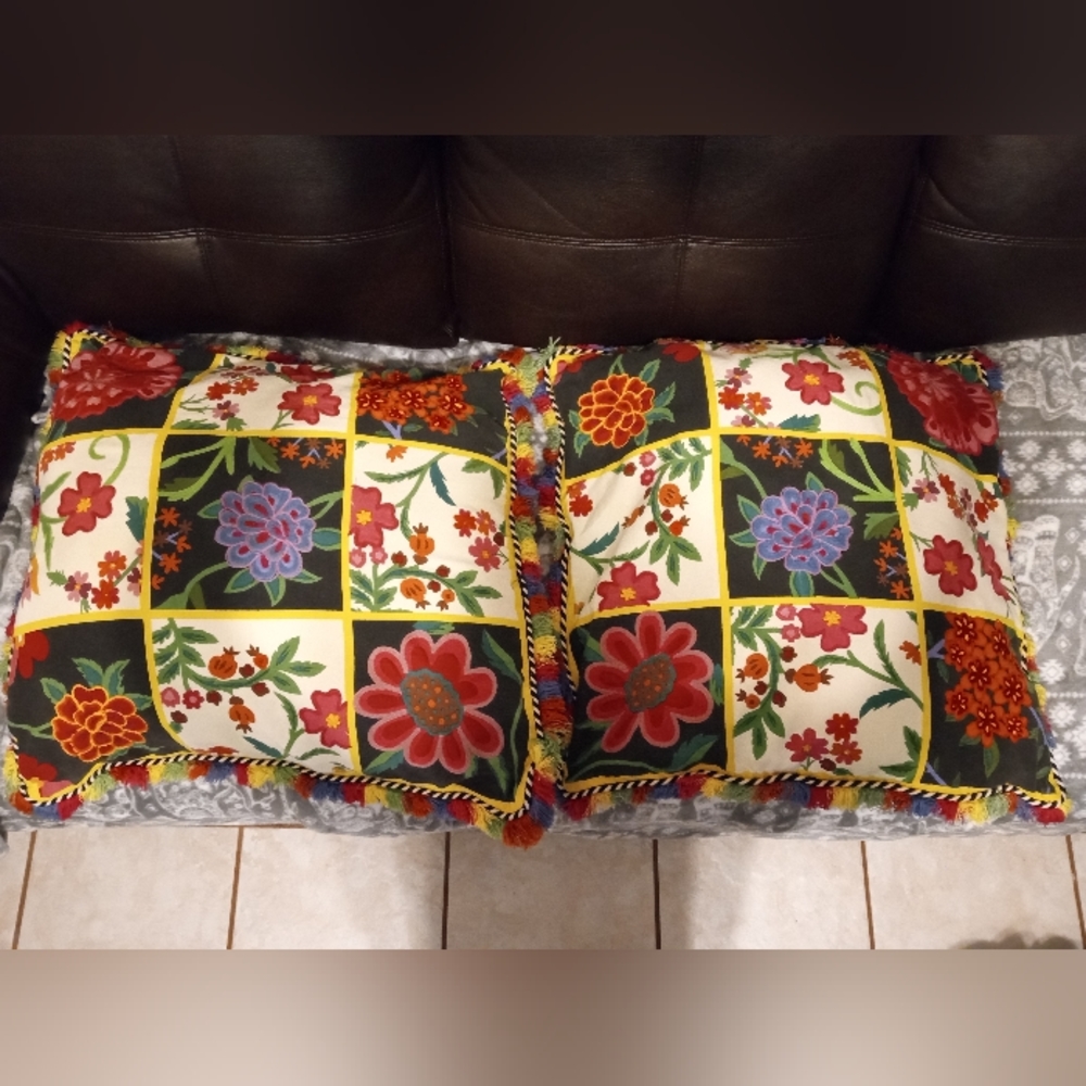 Pier one embroidered pillow case covers.